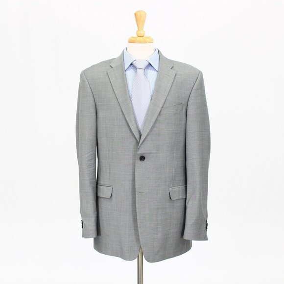 Tommy Hilfiger 42L Gray Solid 2-Button Wool Sport Coat Blazer Jacket B647 - Picture 1 of 10
